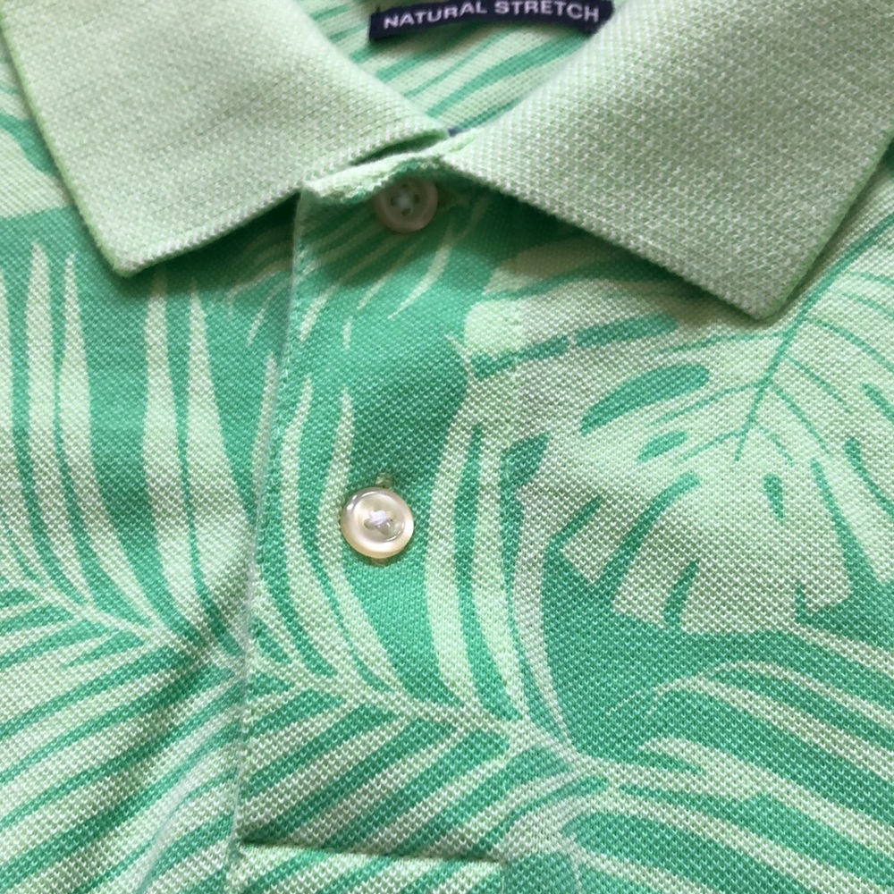 Men's CHAPS tropical polo shirt green palm leaves, XL - Picture 5 of 9